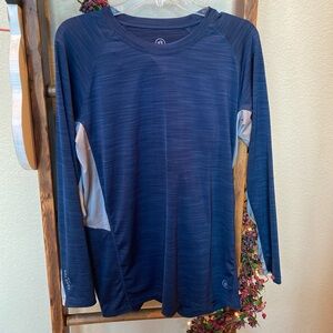 Hang Ten Adult T Shirt UV/UPF 50 Blue Grey Long Sleeve Active Wear, M